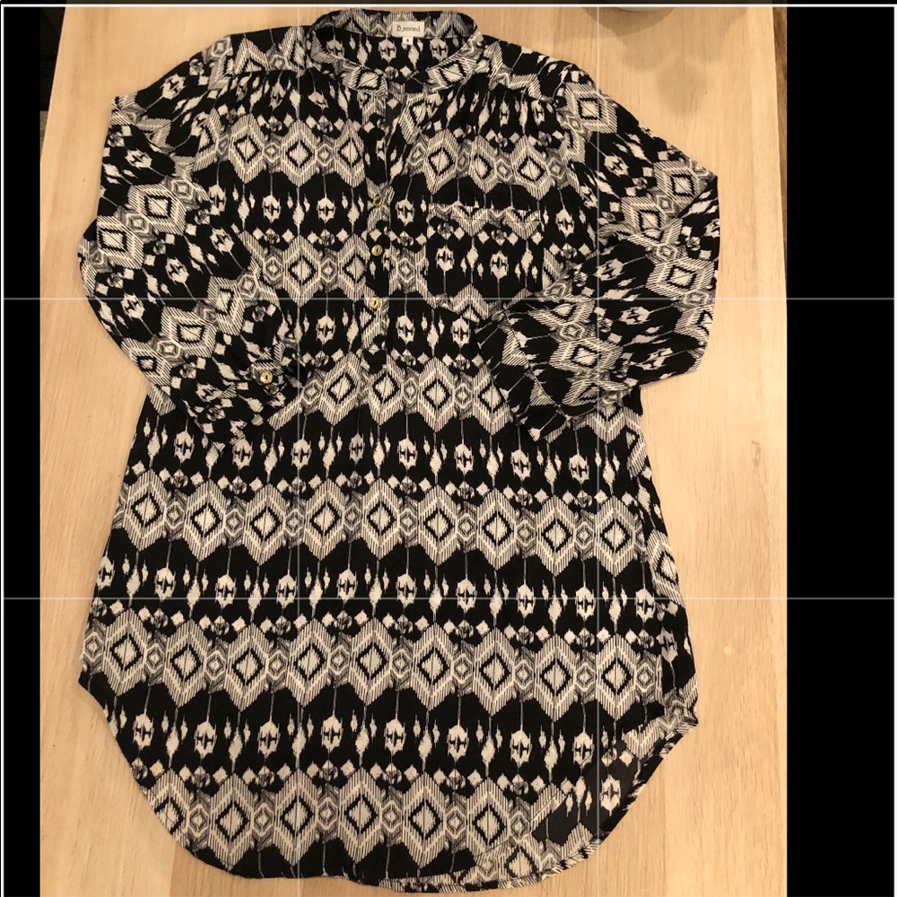 B_Envied ikat print 3/4 slv tunic dress